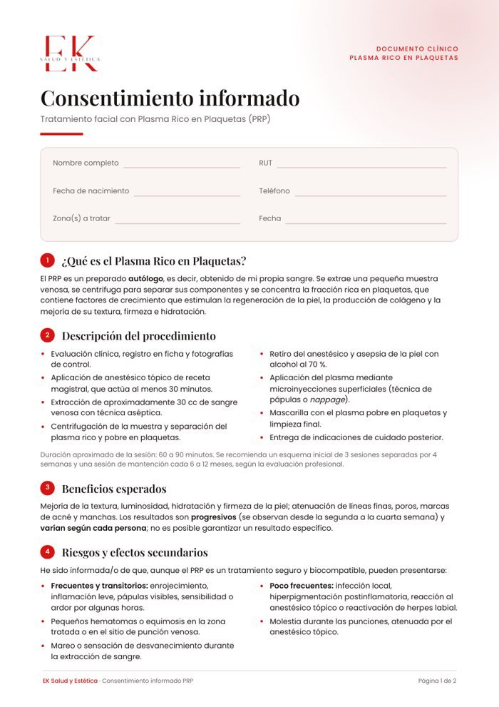 Consentimiento informado de PRP